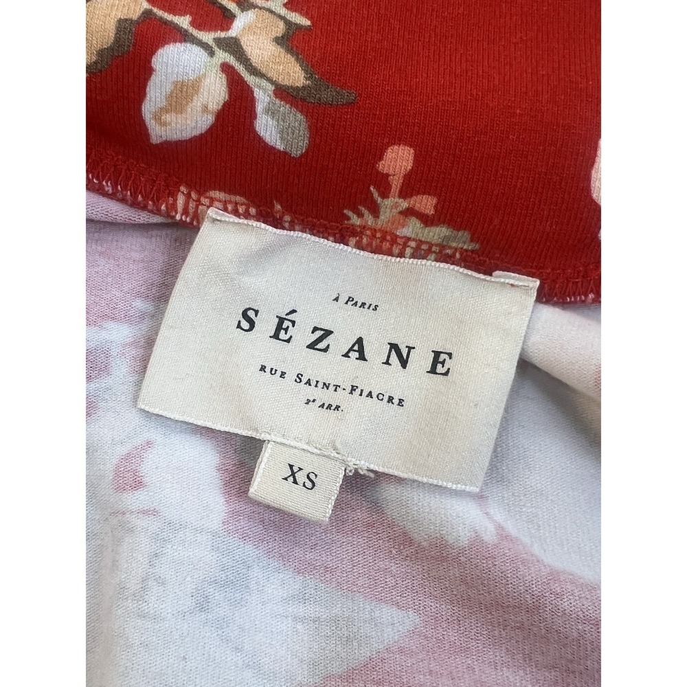 Sezane Red Floral Doriana Off Shoulder Bodycon Mini Dress XS Cottagecore - Picture 5 of 7